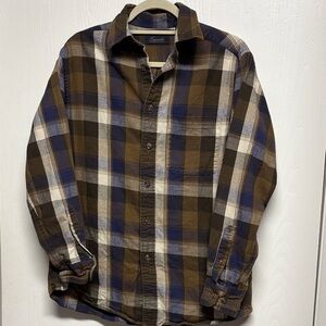 Roundtree & Yorke Blue and Brown Plaid Shirt
